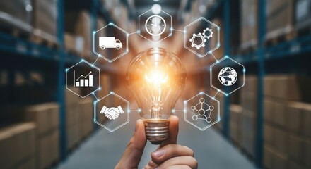 Innovative logistics and supply chain solutions illuminated by a bright idea