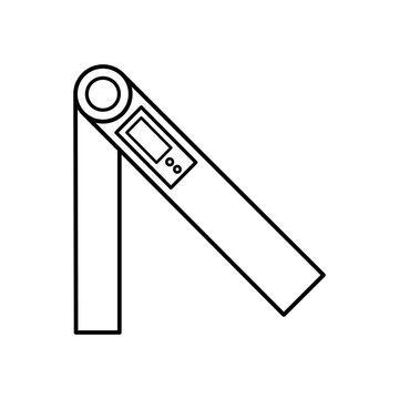 Digital angle finder ruler icon in minimalist line art style, a simple protractor tool illustration representing precision, accuracy, measurement, and technical engineering use