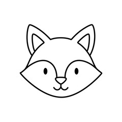 Obraz premium Friendly cartoon fox face with a charming expression, depicted in simple line art, conveying a cheerful and playful mood perfect for design projects