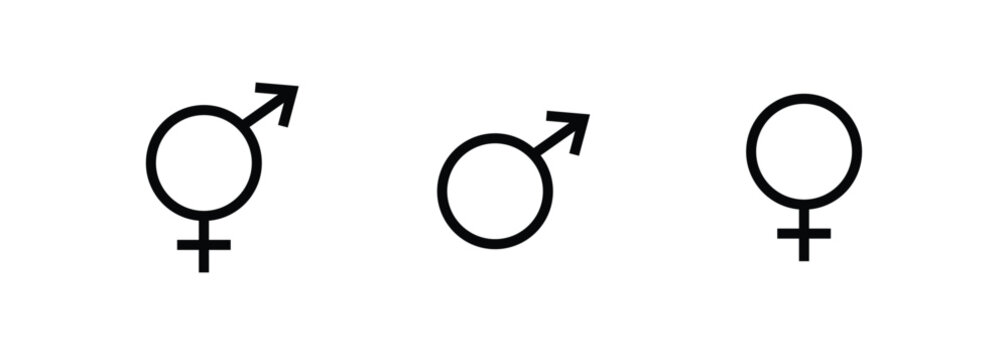 Gender sign icon. Male and female, man and woman sign vector, symbol, logo, illustration, editable stroke, flat design style isolated on white