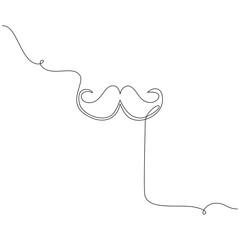 Continuous line drawing of Mustache isolate on transparent background.