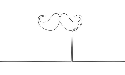 Continuous line drawing of Mustache isolate on transparent background.