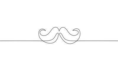 Continuous line drawing of Mustache isolate on transparent background.