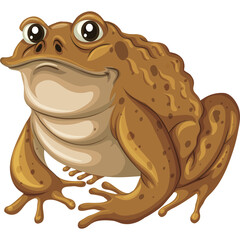 Brown Toad with Large Eyes and Speckled Skin in a Side Profile View on a Transparent Background