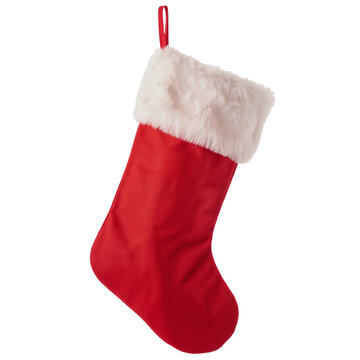 Red Christmas stocking isolated on transparent background