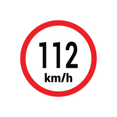 Speed limit sign 112 km h icon vector design illustration