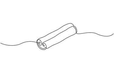 Obraz premium Continuous one line drawing cinnamon spice, of kitchen spice cinnamon. single line vector illustration.