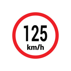 Speed limit sign 125 km h icon vector design illustration