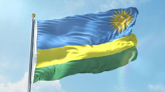 4K Rwanda flag waving in the wind - realistic Rwanda flag animation in high resolution, perfect for Rwanda national day, independence, travel and patriotic video projects - Powered by Adobe