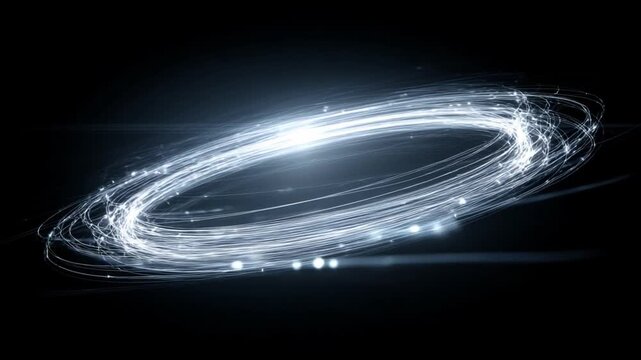 Futuristic Swirls in the Cosmos: A captivating display of luminous energy, forming dynamic swirling patterns against a dark expanse, conjuring a sense of cosmic beauty and technological innovation.