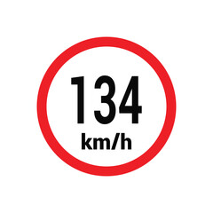 Speed limit sign 134 km h icon vector design illustration