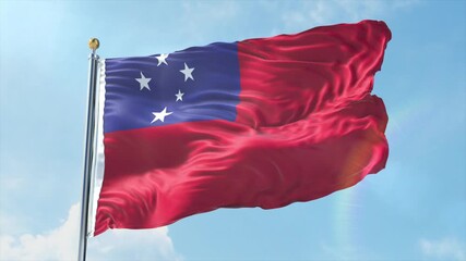 4K Samoa flag waving in the wind - realistic Samoa flag animation in high resolution, perfect for Samoa national day, independence, travel and patriotic video projects