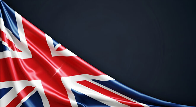 Union Jack Flag Waving with Dark Blue Background united kingdom