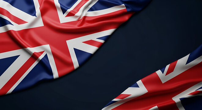 Union Jack Flags on Dark Blue Background United Kingdom