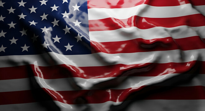 Waving American Flag Close-up stars and stripes patriotism - Powered by Adobe