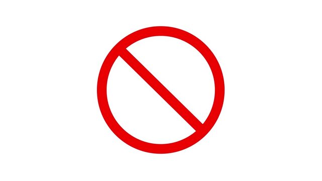 Red Prohibition icon Sign: A Universal Symbol of Restriction & Warning. Red warning sign, prohibited, stop or no entry forbidden red circle icon animation on white background. warning symbol, alert.