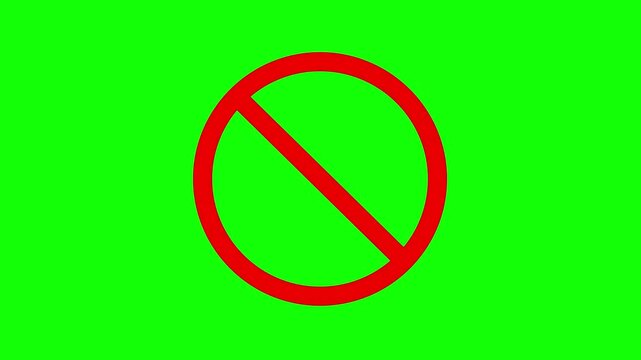 Red Prohibition icon Sign: A Universal Symbol of Restriction & Warning. Red warning sign, prohibited, stop or no entry forbidden red circle icon animation on green background. warning symbol, alert.