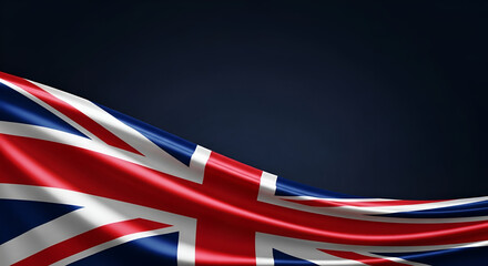 Waving Union Jack Flag on Dark Blue Background united kingdom