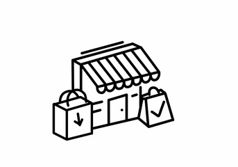 retail outlet thin line icon, sign, symbol, illustation, linear concept, vector