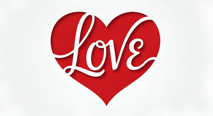 Red Heart with the Word Love white shape