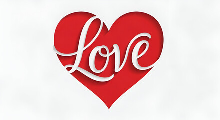 Red Heart with White Love Typography image photo
