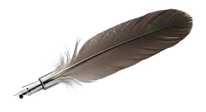Classic Feather Quill Pen with Metal Nib for Creative Writing