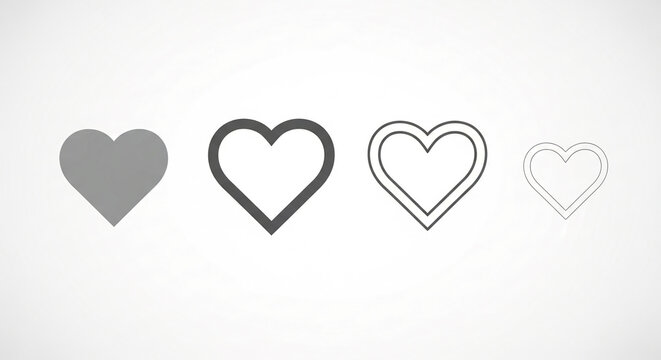 Heart vector icons. Vector set heart shape . Heart icon set simple line vector design different thickness styles for web and mobile apps isolated on white background