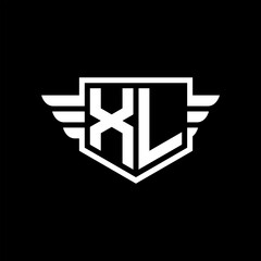 XL Logo vector image of initial shield with wing outline and simple shield