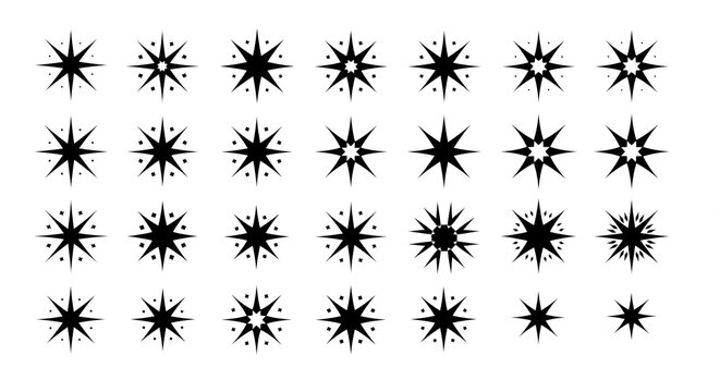 Set of starburst icons simple flat vector design elements isolated on white background for graphic design and decoration - Powered by Adobe