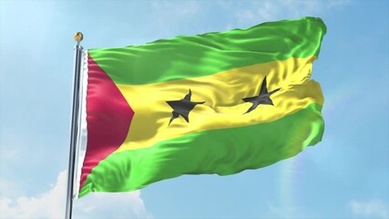 4K Sao Tome and Principe flag waving in the wind - realistic Sao Tome and Principe flag animation in high resolution, perfect for Sao Tome and Principe national day, independence, travel and patriotic