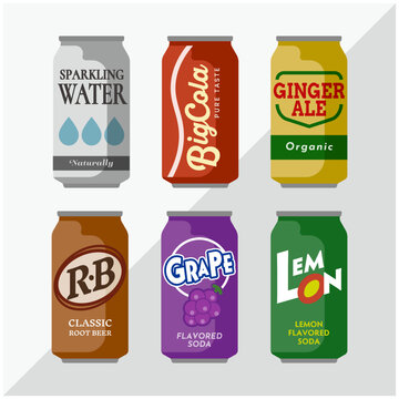 炭酸飲料缶イラストセット（6種類・クラシックフレーバー）