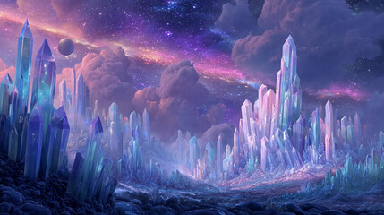 Ethereal sea of stars with swirling nebula clouds and a glittering cosmic ocean.
