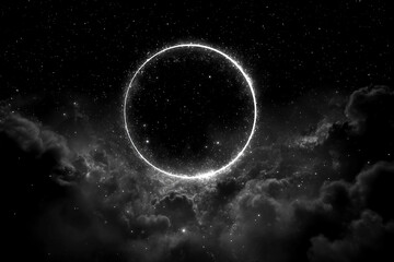 Ethereal Ring of Light Amidst Cosmic Clouds and Stars
