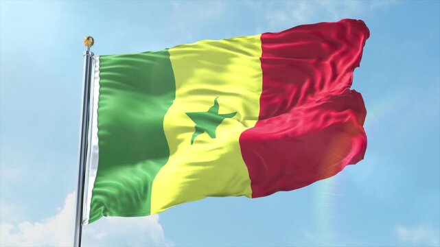 4K Senegal flag waving in the wind - realistic Senegal flag animation in high resolution, perfect for Senegal national day, independence, travel and patriotic video projects