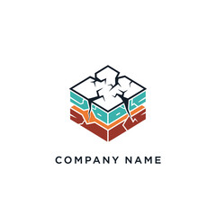 Cracked Earth Layers Logo Design Representing Geological Strata and Ground Stability.