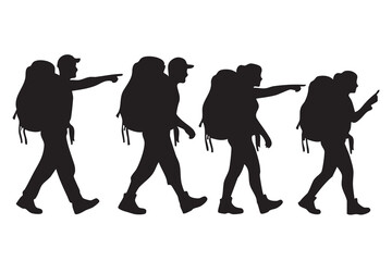 hiking silhouette vector