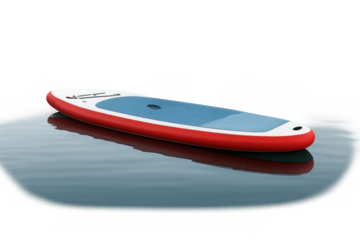 Stand-up paddleboard floating on calm water, summer sport, outdoor hobby, isolated with transparent background