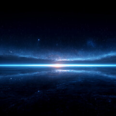 Cosmic Ocean Horizon A Universe of Stars Reflected in the Infinite Expanse