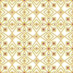 A clean seamless yellow geometric ornament pattern on a white background, creating a bright and modern abstract texture suitable for various design uses.
