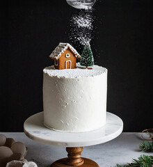 Sifting Powdered Sugar onto a Winter Cake