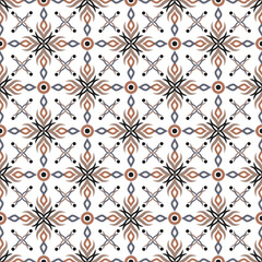 Blue and orange luxury seamless pattern with traditional ethnic white background
