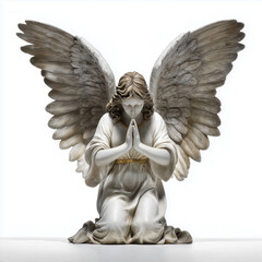 Majestic kneeling angel statue in prayer