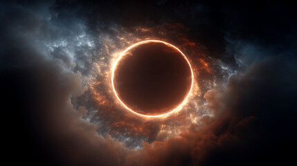 Ethereal Glow A Cosmic Eclipse Phenomenon with Clouds