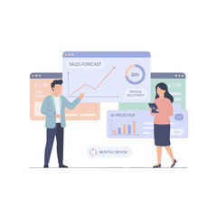 Business Analysts Reviewing Growth Charts and Data on Smart Dashboards With Upward Trend Analysis and Financial Performance Metrics Showing Positive Progress