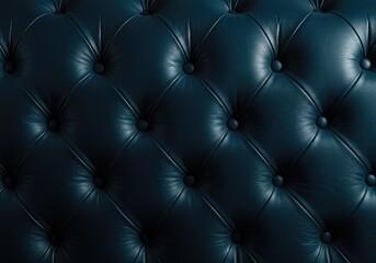 Fototapeta premium Elegant close up view of a deep blue leather chesterfield sofa showcasing the iconic diamond tufting pattern and luxurious texture of the upholstery ,sofa ,comfortable ,antique