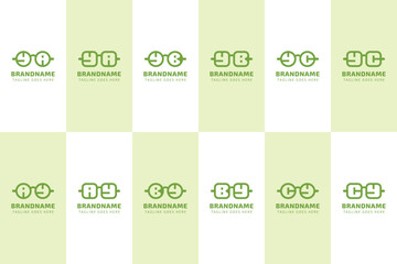 Letters YA AY YB BY YC CY Glasses Optic Logo, for optical company, eyewear stores, or spectacle brands