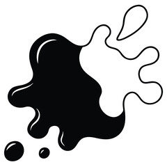 liquid splash with a combination of solid black fill and outline work.