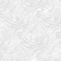 Elegant silver and white swirl pattern with snowflakes and soft gradients. Perfect for winter backgrounds, festive wrapping paper, and holiday graphic design projects.
