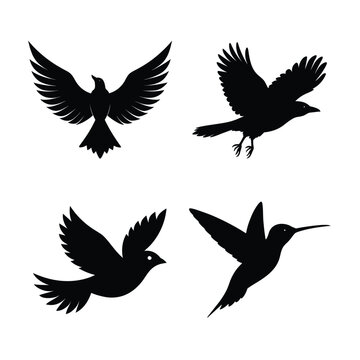 Flying Birds Silhouette Icon Set vector illustration