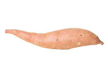 High-resolution photograph of fresh Japanese sweet potato isolate on white, taken with a high-resolution 45MP camera